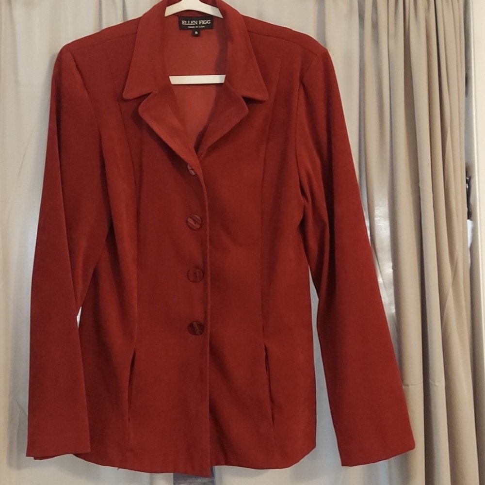 Vintage Ellen Figg Button Down Blouse In Brick Red
